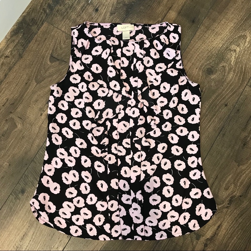 LOFT Sleeveless Blouse Black & Lilac XXSP